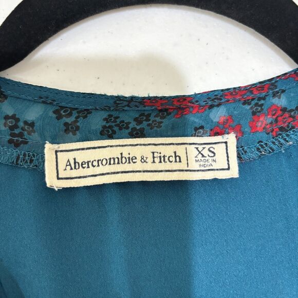 Abercrombie & Fitch Babydoll Mini Dress sz XS Blue Red Whimsigoth Y2K Romantic - Picture 9 of 13